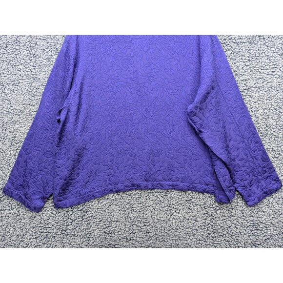 Chicos Quilted Button Up Shacket Womens XL (3) Floral Silk Blend Boho Purple - Picture 7 of 10